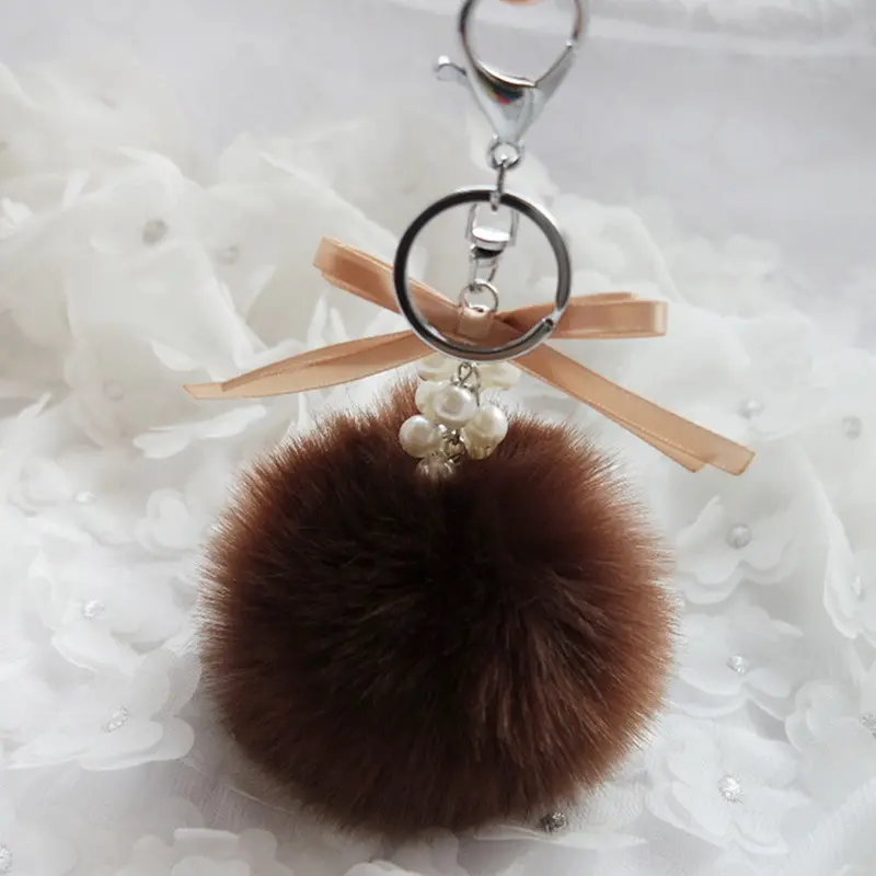 Faux Rabbit Fur Ball Keychain Bag Plush Car Key Ring Car Keychain Pendant Fathers Day Gifts Feida 2