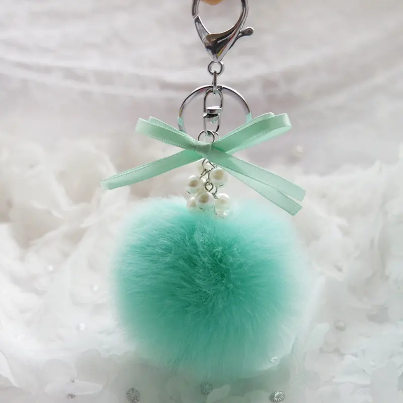 Faux Rabbit Fur Ball Keychain Bag Plush Car Key Ring Car Keychain Pendant Fathers Day Gifts Feida 3