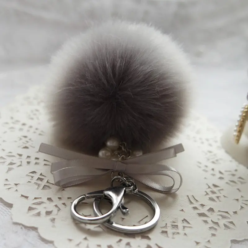 Faux Rabbit Fur Ball Keychain Bag Plush Car Key Ring Car Keychain Pendant Fathers Day Gifts Feida 4
