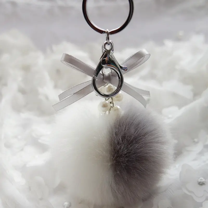 Faux Rabbit Fur Ball Keychain Bag Plush Car Key Ring Car Keychain Pendant Fathers Day Gifts Feida 6