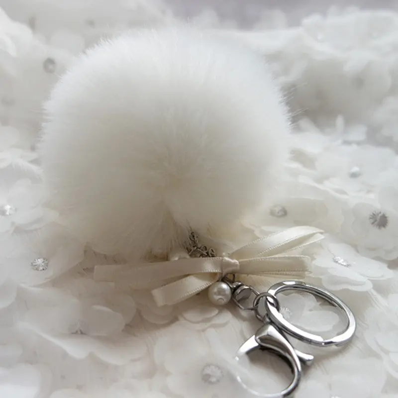 Faux Rabbit Fur Ball Keychain Bag Plush Car Key Ring Car Keychain Pendant Fathers Day Gifts Feida 9