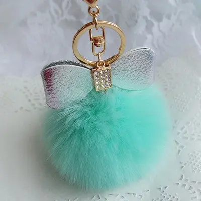 Faux Rabbit Fur Ball Keychain For Bags Gift For Girl Plush Car Key Ring Car Key Pendant 4