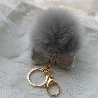 Faux Rabbit Fur Ball Keychain For Bags Gift For Girl Plush Car Key Ring Car Key Pendant 5