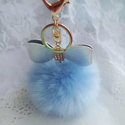 Faux Rabbit Fur Ball Keychain For Bags Gift For Girl Plush Car Key Ring Car Key Pendant 6