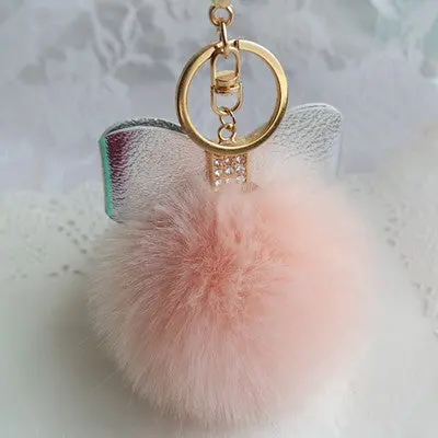 Faux Rabbit Fur Ball Keychain For Bags Gift For Girl Plush Car Key Ring Car Key Pendant 7