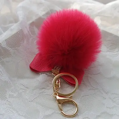 Faux Rabbit Fur Ball Keychain For Bags Gift For Girl Plush Car Key Ring Car Key Pendant 8