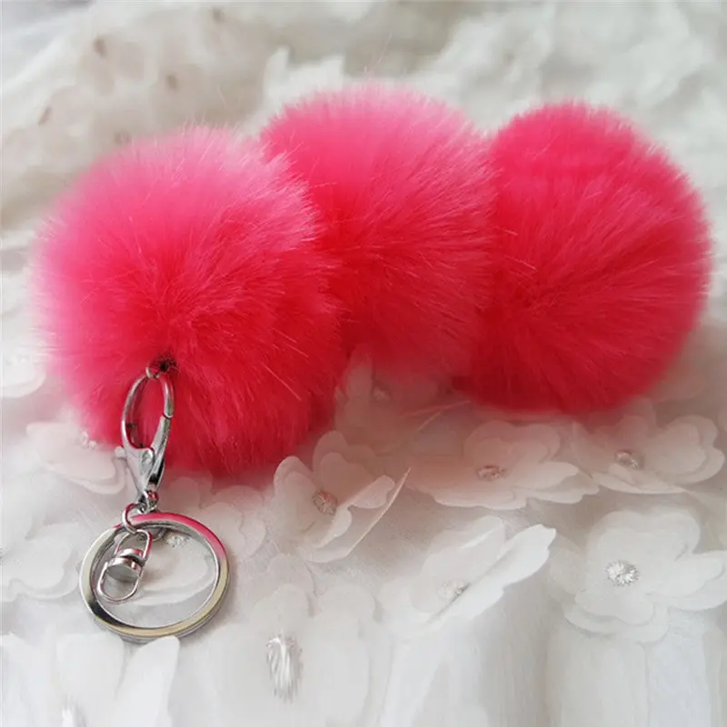 Faux Rabbit Fur Ball Keychain Women Bag Chaveiro Plush Car Key Ring Pendant Llaveros Sleutelhanger Fur Pom Pom Keychain Feida 10