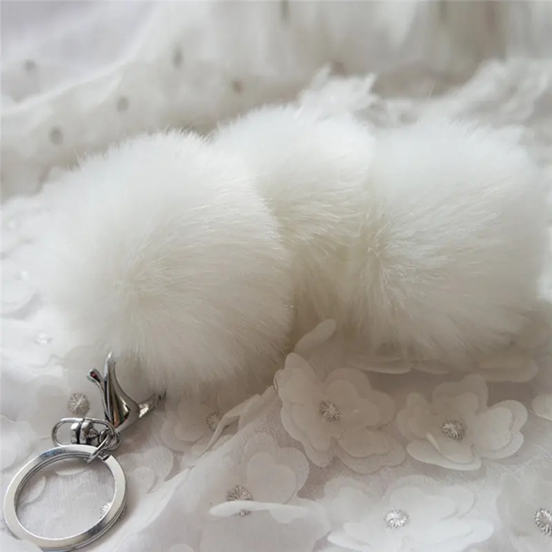 Faux Rabbit Fur Ball Keychain Women Bag Chaveiro Plush Car Key Ring Pendant Llaveros Sleutelhanger Fur Pom Pom Keychain Feida 11