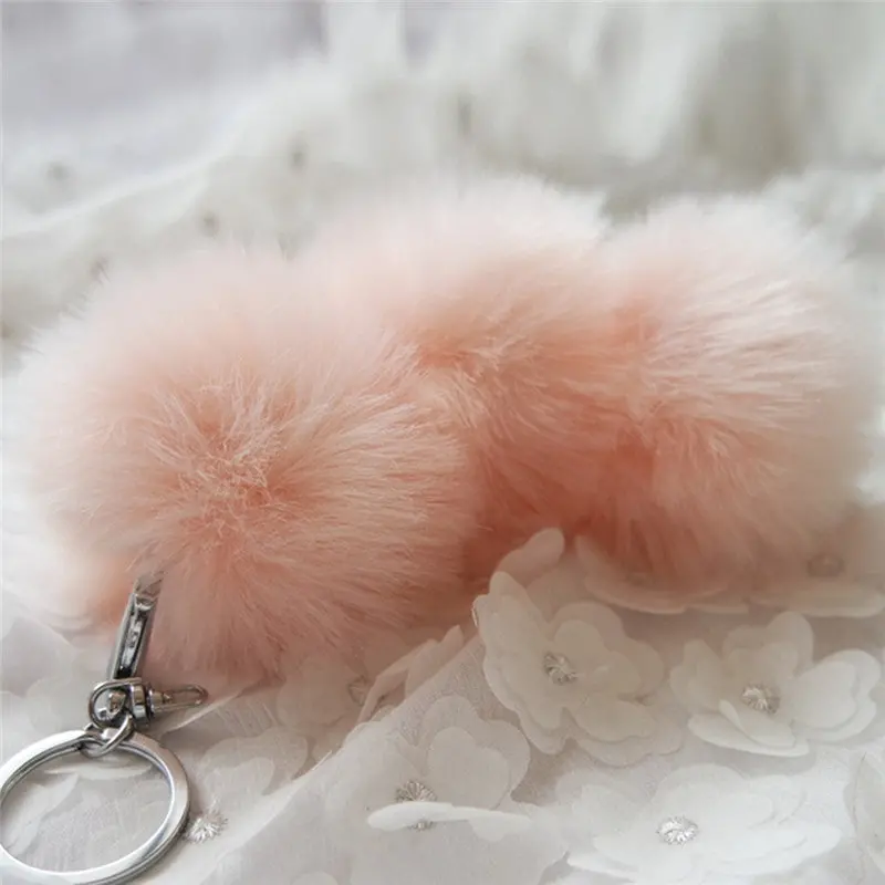 Faux Rabbit Fur Ball Keychain Women Bag Chaveiro Plush Car Key Ring Pendant Llaveros Sleutelhanger Fur Pom Pom Keychain Feida 12