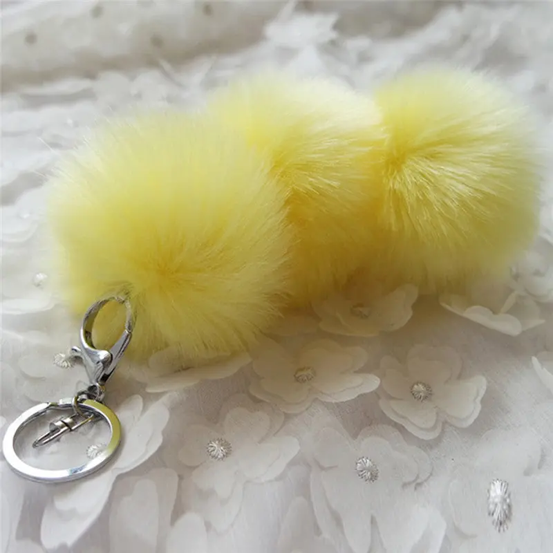 Faux Rabbit Fur Ball Keychain Women Bag Chaveiro Plush Car Key Ring Pendant Llaveros Sleutelhanger Fur Pom Pom Keychain Feida 13