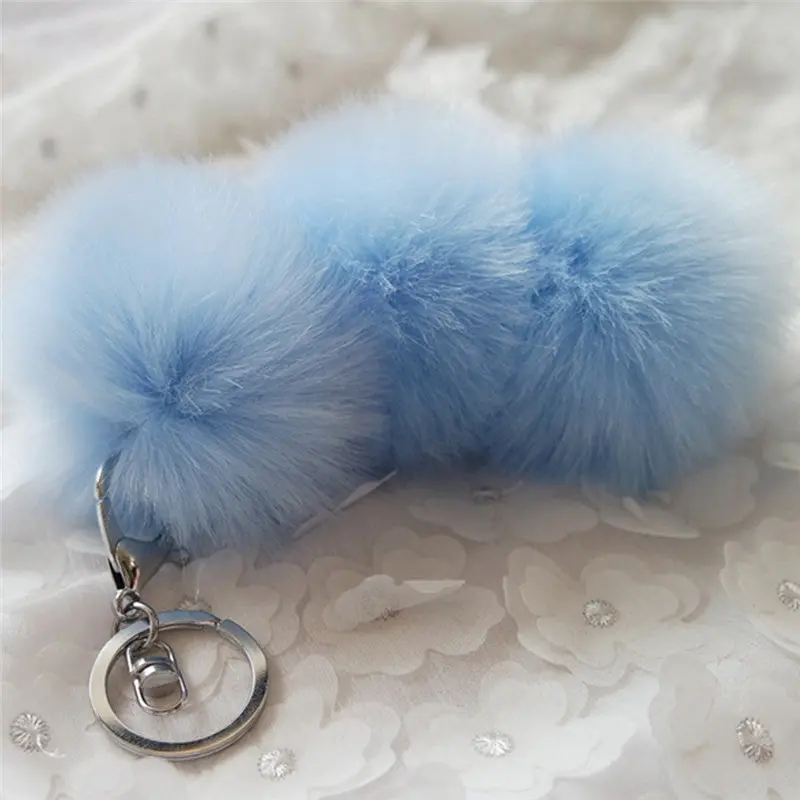 Faux Rabbit Fur Ball Keychain Women Bag Chaveiro Plush Car Key Ring Pendant Llaveros Sleutelhanger Fur Pom Pom Keychain Feida 3