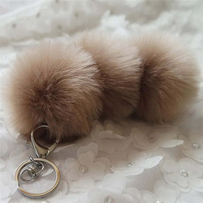Faux Rabbit Fur Ball Keychain Women Bag Chaveiro Plush Car Key Ring Pendant Llaveros Sleutelhanger Fur Pom Pom Keychain Feida 4