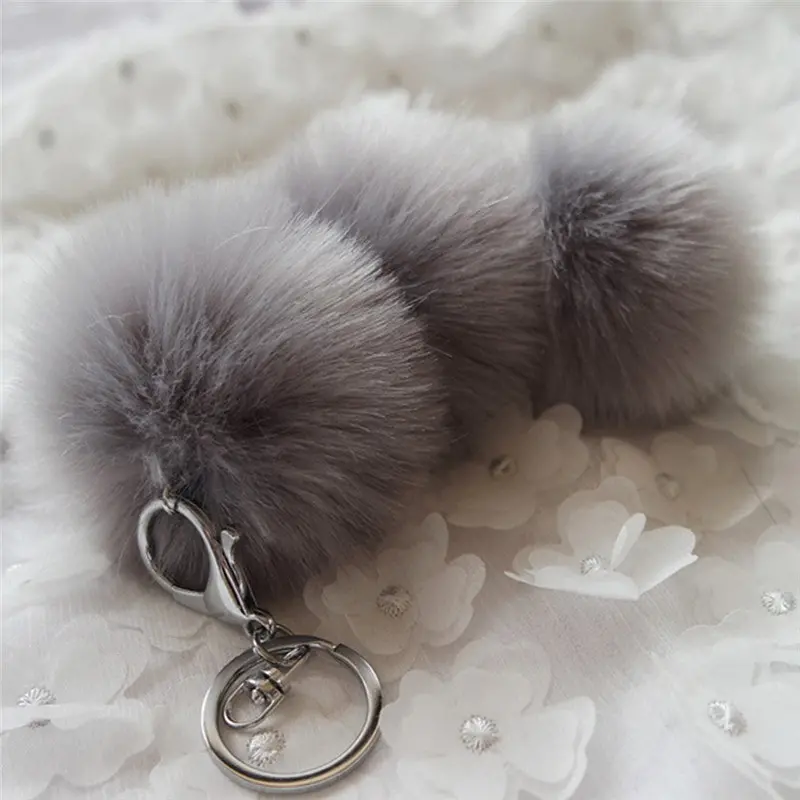 Faux Rabbit Fur Ball Keychain Women Bag Chaveiro Plush Car Key Ring Pendant Llaveros Sleutelhanger Fur Pom Pom Keychain Feida 6