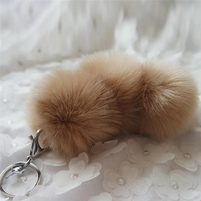 Faux Rabbit Fur Ball Keychain Women Bag Chaveiro Plush Car Key Ring Pendant Llaveros Sleutelhanger Fur Pom Pom Keychain Feida 7