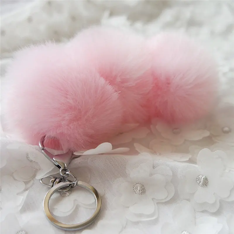 Faux Rabbit Fur Ball Keychain Women Bag Chaveiro Plush Car Key Ring Pendant Llaveros Sleutelhanger Fur Pom Pom Keychain Feida 8