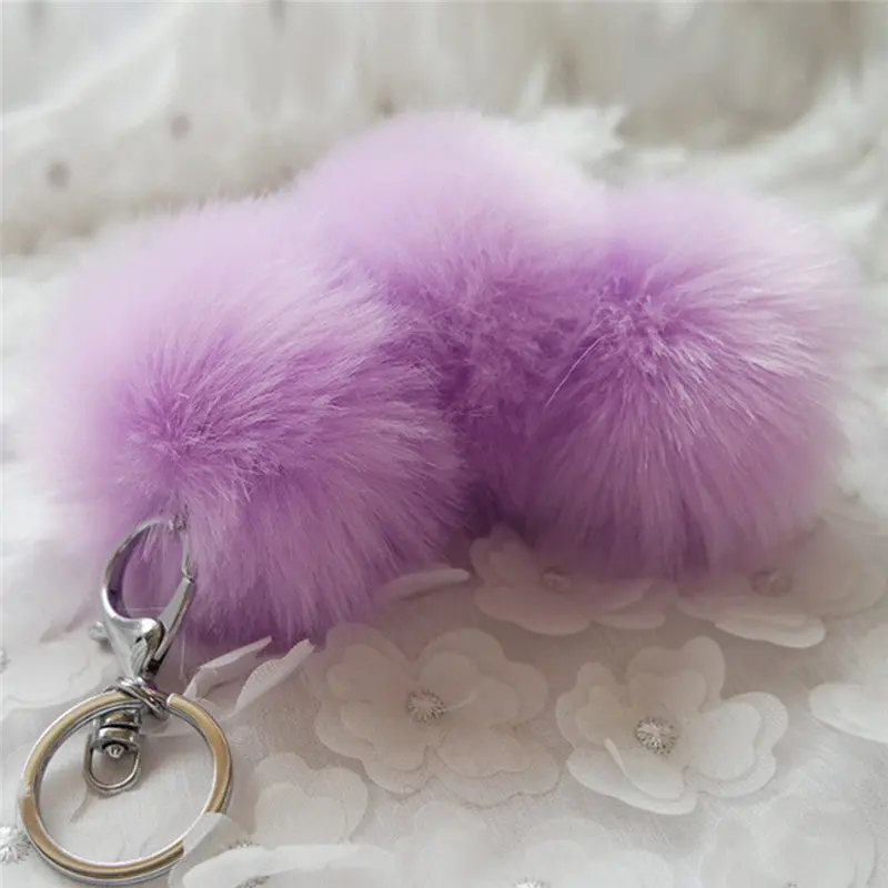 Faux Rabbit Fur Ball Keychain Women Bag Chaveiro Plush Car Key Ring Pendant Llaveros Sleutelhanger Fur Pom Pom Keychain Feida 9