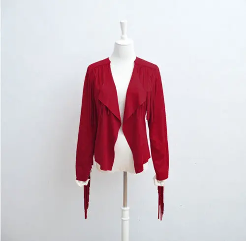 Faux Suede Fringed Cardigan with Tassels and Asymmetrical Hem