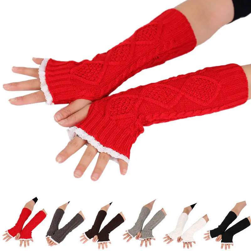 Feida 100 Gants Women's Warm Diamond Lace Gloves Mittens 6