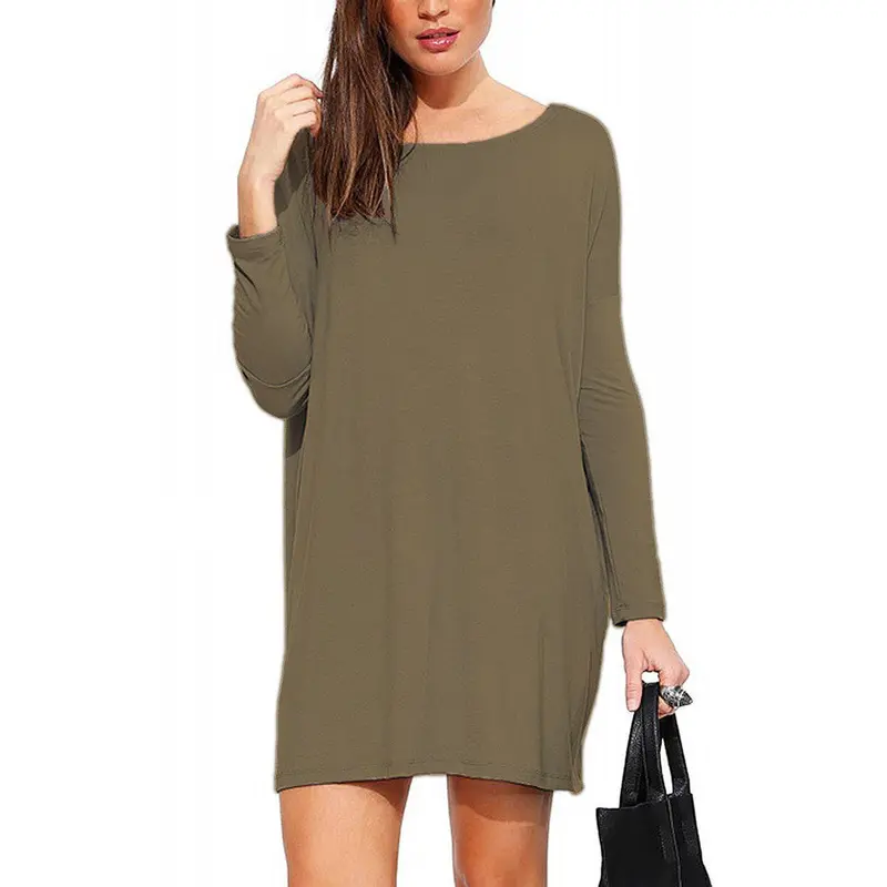 Feida 3 Colors Robe Women Long Sleeve Short Party Casual Mini T Shirt Dress Vestidos Women Clothing 1