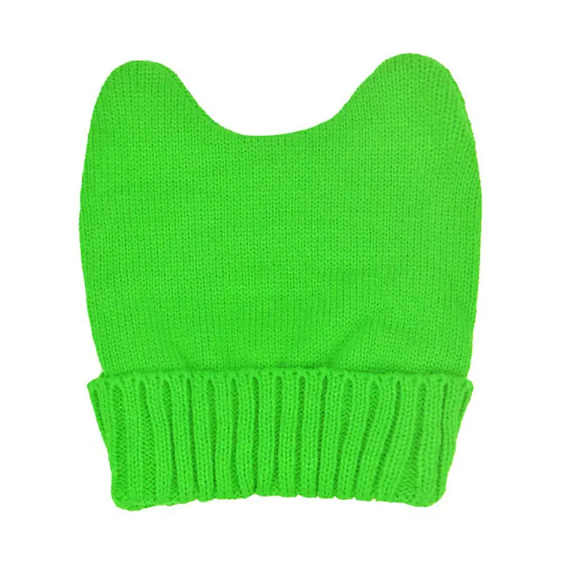 Feida 6 Colors Women's Hats Orecchiette Horns Candy Colored Knitted Wool Hat 2