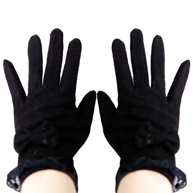 Feida 90% Wool10% Cotton Butterfly Knot Soft And Warm Glove Outdoor Windproof Gloves 1