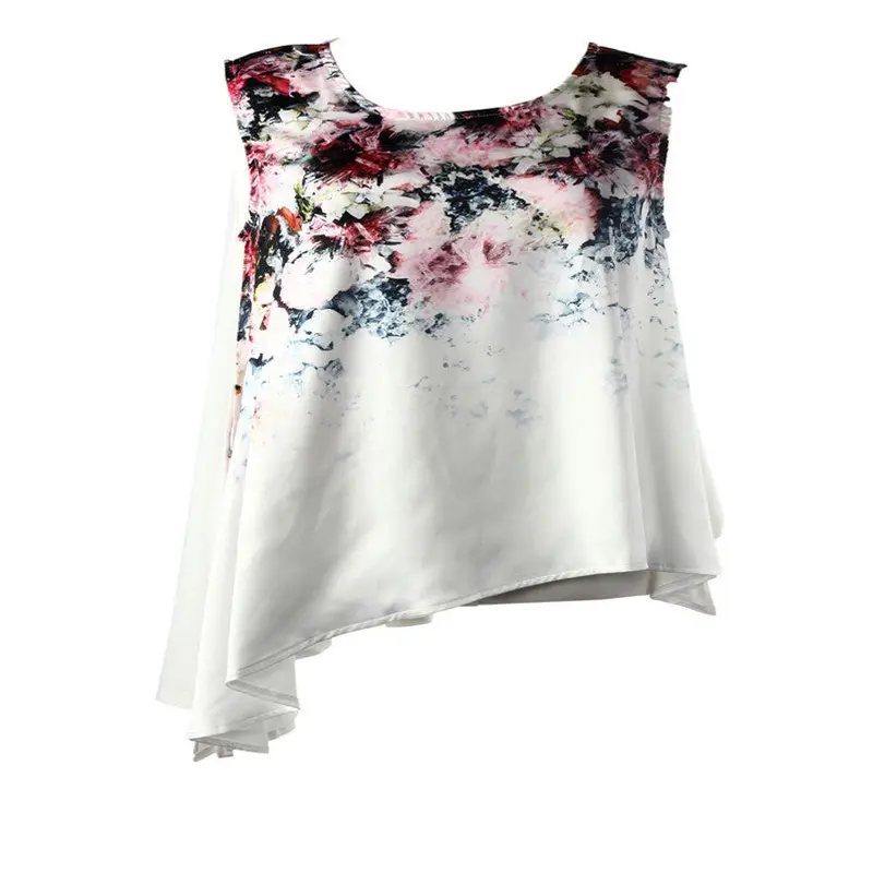 Feida Attival Women Tops Sleeveless O-Neck Printing Blouse&Shirt Plus Size 1