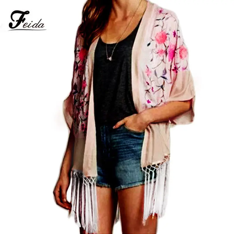 Feida Big Discount Printing Tassel Kimono Cardigan Plus Size Women Clothing 1