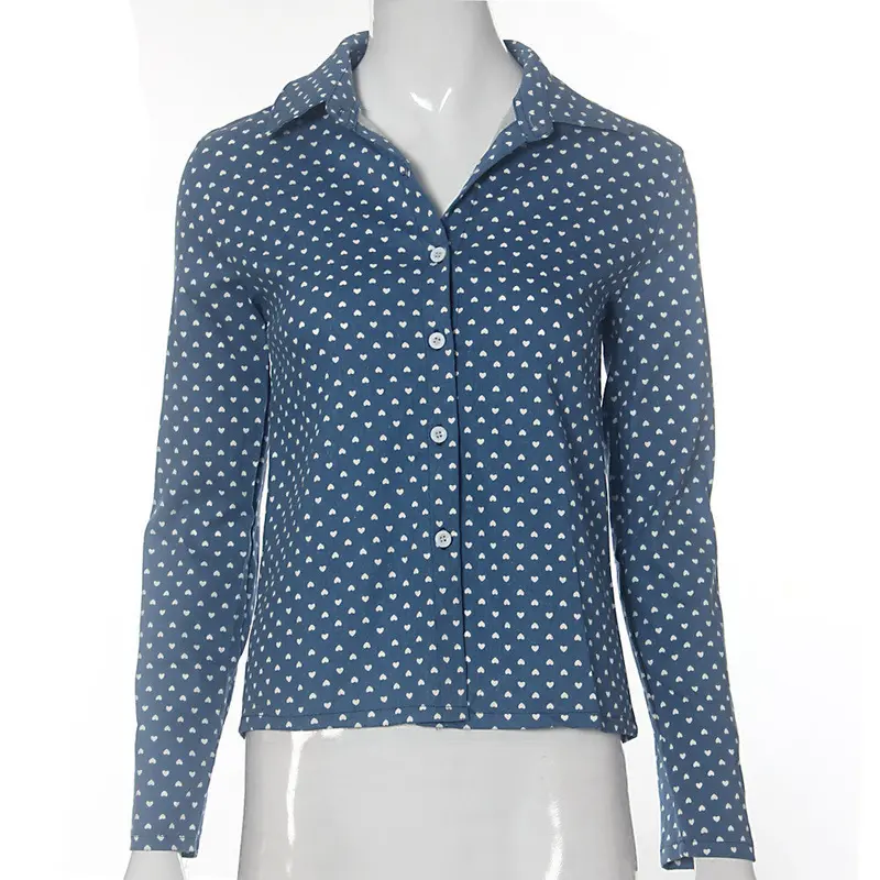 Feida Big Discount Women Blue Long Sleeved Shirt Blouse Tops Plus Size Women Clothing 2