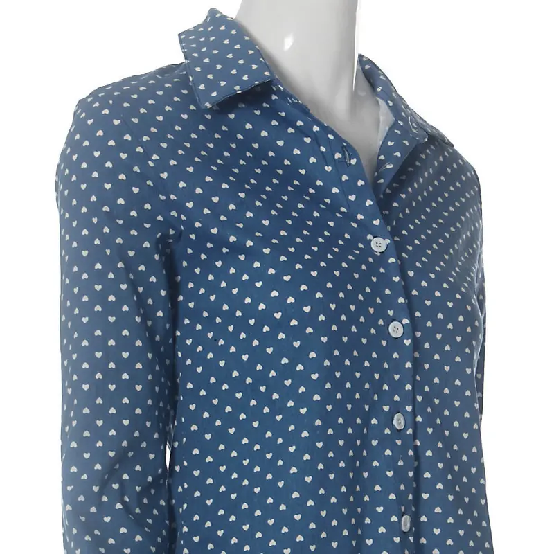 Feida Big Discount Women Blue Long Sleeved Shirt Blouse Tops Plus Size Women Clothing 4