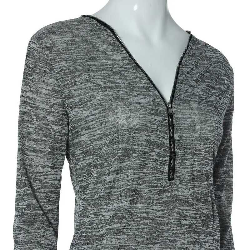 Feida Blusas Long Sleeve Round Neck Zipper Shirt Women Blouse Tops 3