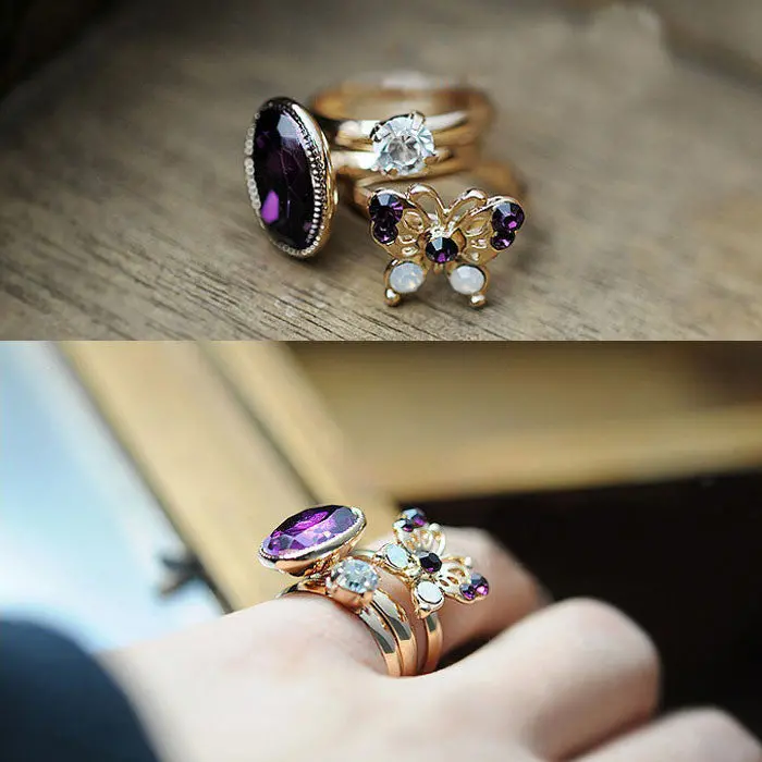 Feida Butterfly Top Of Finger Over Midi Tip Finger Above Knuckle 3Pcs Rings 1