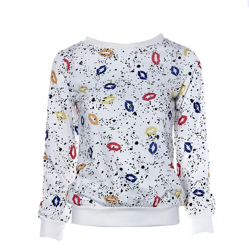 Feida Casual Long Sleeve Floral Lip Pullover Women Pullovers Hoodies Sweatshirt For Ladies 3