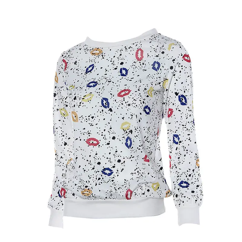 Feida Casual Long Sleeve Floral Lip Pullover Women Pullovers Hoodies Sweatshirt For Ladies 4