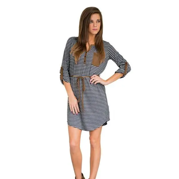 Feida Casual Women Personality Loose And Comfortable Long Sleeved Button Fringe Dress Big Size Elbise 1