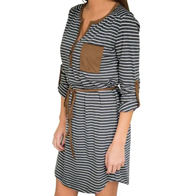 Feida Casual Women Personality Loose And Comfortable Long Sleeved Button Fringe Dress Big Size Elbise 3