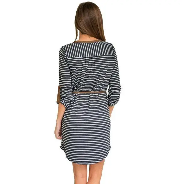 Feida Casual Women Personality Loose And Comfortable Long Sleeved Button Fringe Dress Big Size Elbise 4