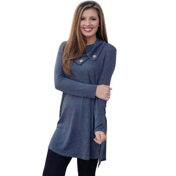 Feida Dress Big Size Women's Casual Personality Loose Long Sleeved Button Solid Color Lapel Dress Dresses 1