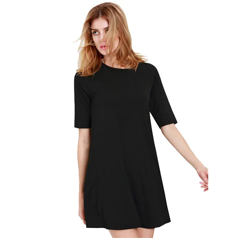 Feida Dress Women Black Half Sleeve Mini Office Dress Plus Size 3
