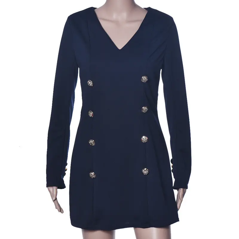 Feida Dress Women Slim Long Sleeve Buttons Casual Bodycon Mini Dress Plus Size China Post Air Mail 4