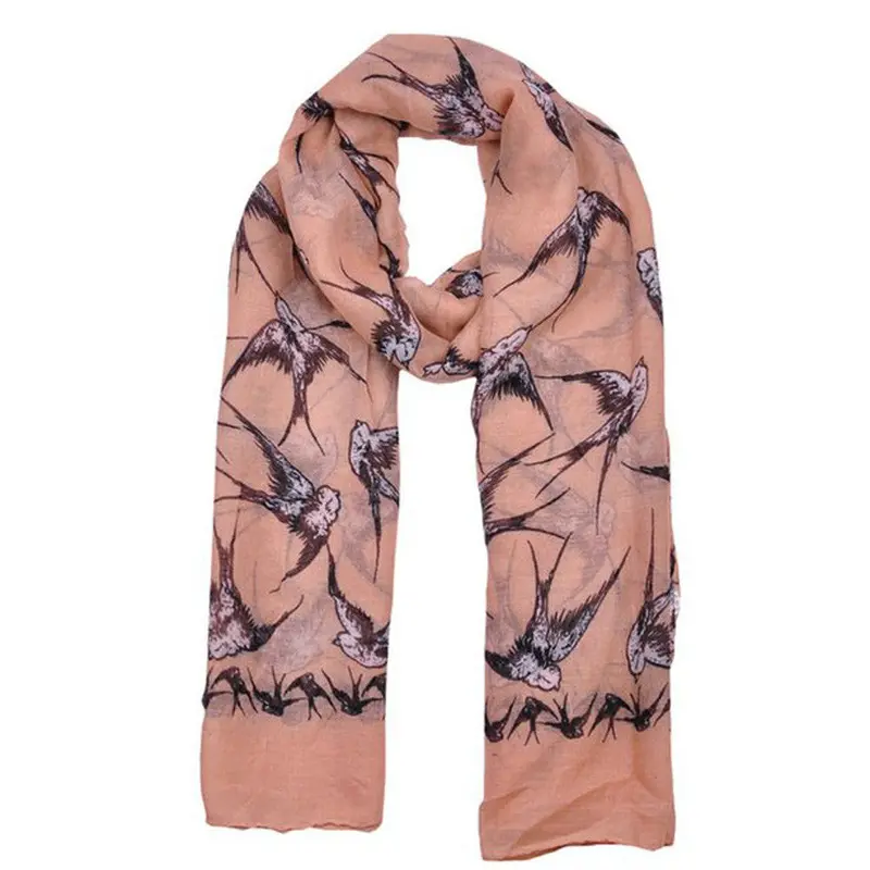 Feida Foulard Lady Womens Long Cute Swallow Bird Print Scarf Wraps Shawl Soft Scarves 1