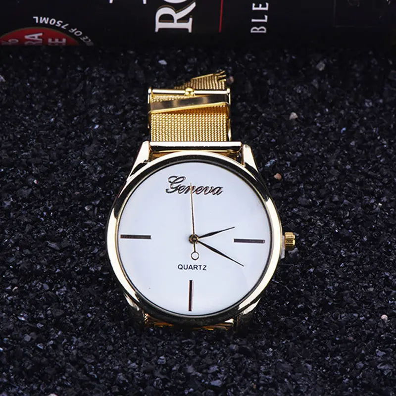 Feida Geneva Classic Gold Womens Analog Quartz Stainless Steel Wrist Watch Montre 2