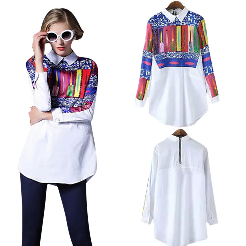 Feida Irregular Chiffon Dressed Shirts Blouse White American Apparel Blusas Y Camisas Mujer Vetement 2
