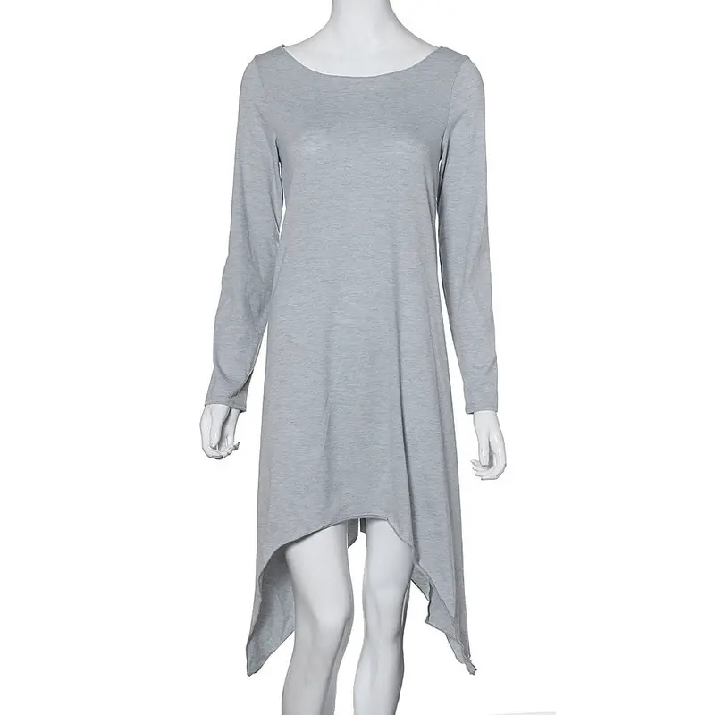 Feida Irregular Dress Women Loose Long Sleeve Asymmetrical Midi Dresses Solid Color Party Night Club Dress Vestidos 4