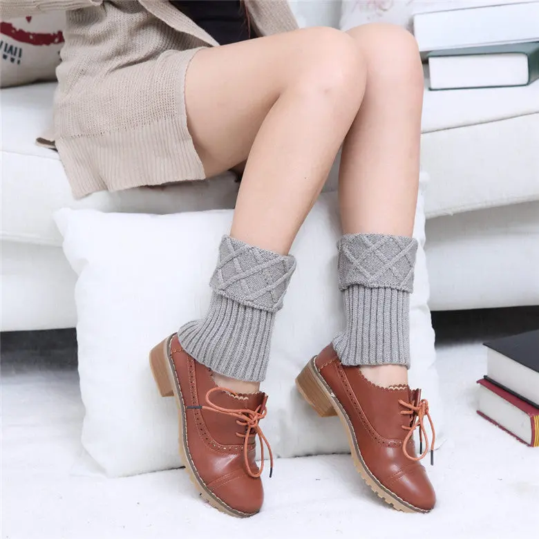 Feida Knitted Socks Leg Warmers Women Lace Stretch Boot Leg Cuffs Boot Socks Knee Crocheted 4