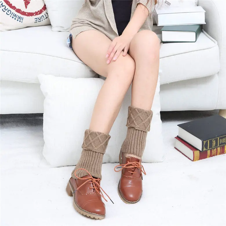 Feida Knitted Socks Leg Warmers Women Lace Stretch Boot Leg Cuffs Boot Socks Knee Crocheted 5