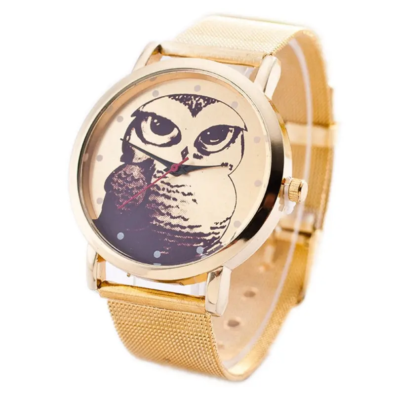 Feida Ladies Designer Watches Luxury Watch Women Owl Gold Stainless Steel Mesh Band Wrist Watches Relogio Reminino 1