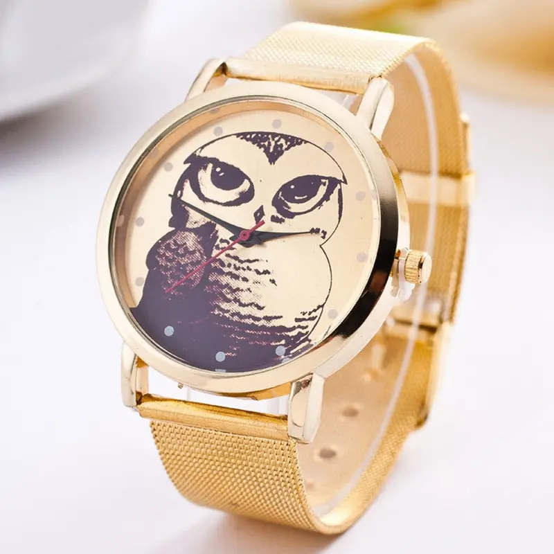 Feida Ladies Designer Watches Luxury Watch Women Owl Gold Stainless Steel Mesh Band Wrist Watches Relogio Reminino 2