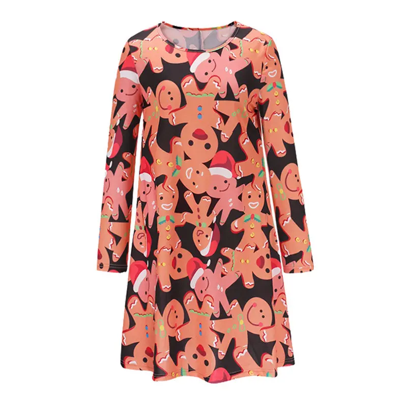 Feida Ladies Women Long Sleeve Olaf Dolls Gift Printing Christmas Party Swing Dress Vestidos De Festa Robe Hiver Plus Size 4