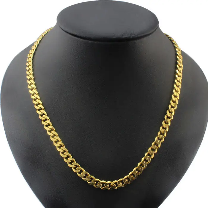 Feida Men Stainless Steel Gold Cuban Curb Link Chain Necklace & 1