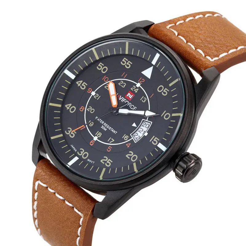 Feida Mens Analog Quartz Wrist Watch Leather Band Date Sport Military Watch Relojes Hombre China Post Air Mail 2
